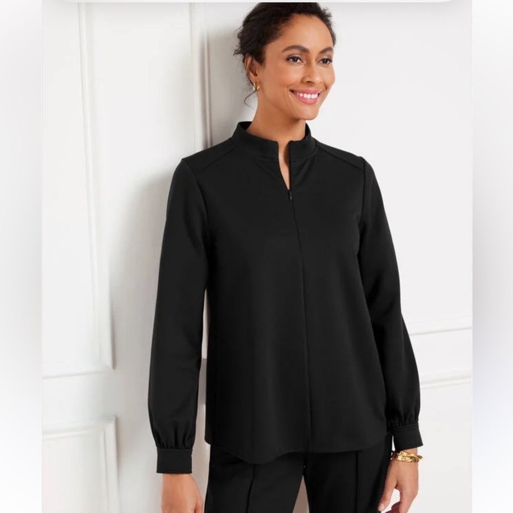 Talbots Passport Ponte zip mockneck pullover SZ MP
